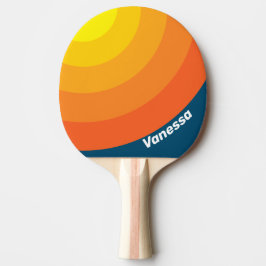 Raquete De Ping Pong Vintage Sea Sun Circle Stripe with Name