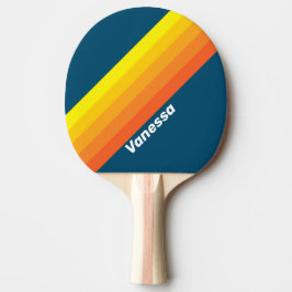 Raquete De Ping Pong Vintage Sea Sun Stripes with Name