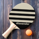 Raquete De Ping Pong Vintage Sport Midnight Stripes com Nome<br><div class="desc">Traga uma vantagem elegante e ousada para o seu jogo com o 'Vintage Sport Midnight Stripes with Name' ping pong paddle, com tons profundos à meia-noite, acentuados por listras dinâmicas. Este design combina a sofisticação do eterno com a opção de personalizá-lo com o seu nome, adicionando um toque distinto ao...</div>