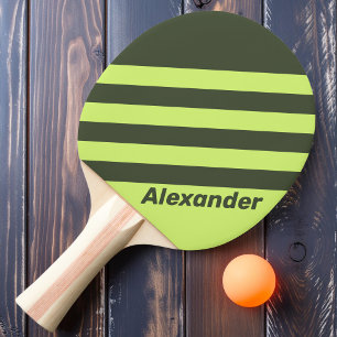 Raquete De Ping Pong Vintage Sport Moss Fade Listras Duplas com Nome