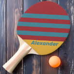 Raquete De Ping Pong Vintage Sport Mostarda Semente Stripes com Nome<br><div class="desc">A "Vintage Sport Mustard Seed Stripes ping pong" traz um toque caloroso e convidativo para o seu jogo com as suas ricas e coloridas faixas de mostarda que evocam um sentido de energia e otimismo. O padrão ousado adiciona um talento único, fazer-o uma escolha de destaque para jogadores que apreciam...</div>