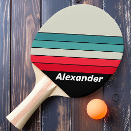 Raquete De Ping Pong Vintage Sport Retro Stealth Listrado com Nome