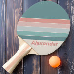 Raquete De Ping Pong Vintage Sport Soft Sea Shell Strike com Nome<br><div class="desc">O remo de pingue-pongue do Vintage Sport Soft Sea Shell Striped pong apresenta um design sereno, inspirado na praia, com faixas sutis e sutis no calmo de tons pastéis que evocam a tranquilidade de um retiro costeiro. Suas cores suaves e tranquilas criam uma atmosfera relaxada, perfeita para os jogadores que...</div>