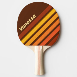 Raquete De Ping Pong Vintage Style Angled Striping with Name
