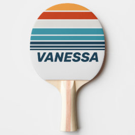 Raquete De Ping Pong Vintage Thistle Horizon Striping with Name