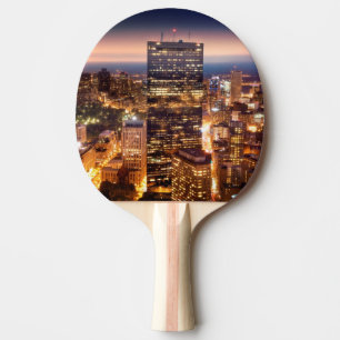 Raquete De Ping Pong Vista geral de Boston na noite
