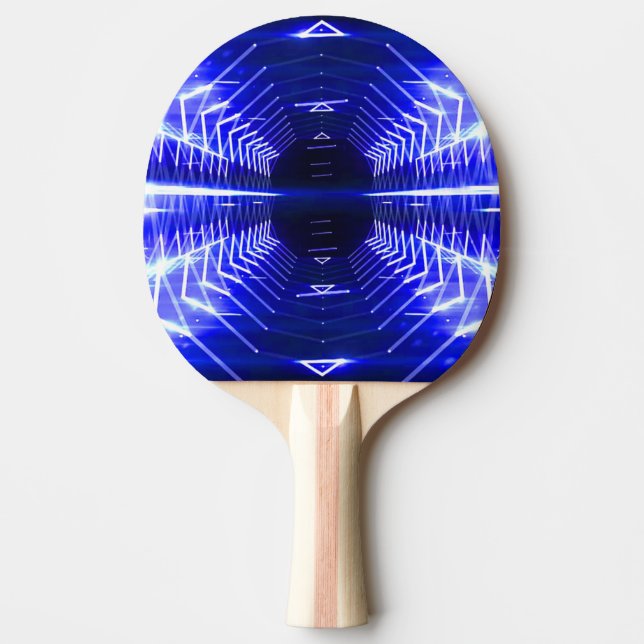 Raquete De Ping Pong Vórtex Gráfico Moderno Brilhante, Azul - (Frente)