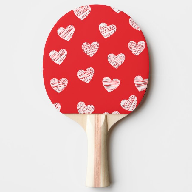 Raquete De Ping Pong Vriendschap, liefde Valentijnsdag met hartjes. (Frente)