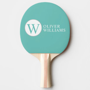 Raquete De Ping Pong W Nível inicial (editável) Círculo Monograma Teal