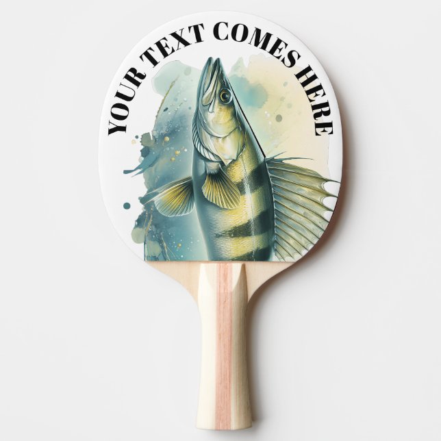 Raquete De Ping Pong Watercolor Series: Zander/Walleye (Frente)