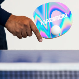 Raquete De Ping Pong Wave Holográfica de Nome de Cute Legal Personaliza