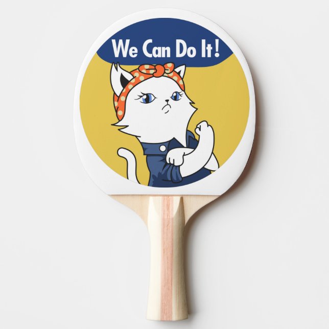 Raquete De Ping Pong We Can Do It! White Cat Rosie the Riveter (Frente)
