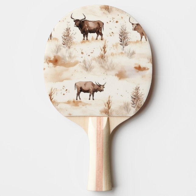 Raquete De Ping Pong West Highland Cows Cowboy (Frente)