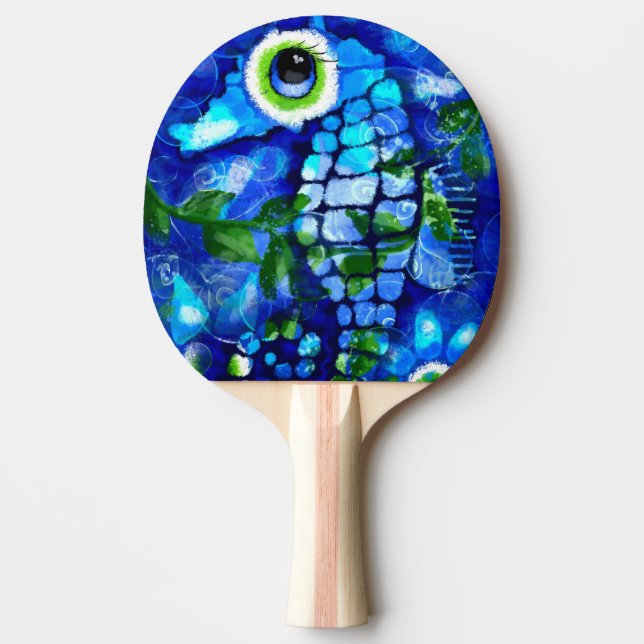 Raquete De Ping Pong Whimsical Seacavalo Costeiro Azul Marinho Litoral (Frente)