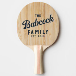 Raquete De Ping Pong White Bamboo Retro Family Name & Year
