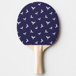 Raquete De Ping Pong White Flying Birds Dark Blue Modern Minimalist.