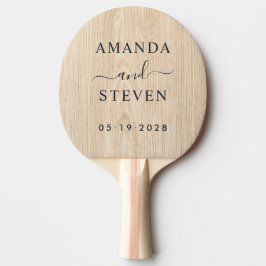Raquete De Ping Pong White Pine Couple Names with Wedding Date