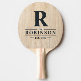 Raquete De Ping Pong White Pine Family Name & Initial