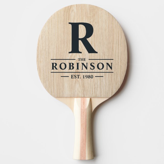 Raquete De Ping Pong White Pine Family Name & Initial (Frente)