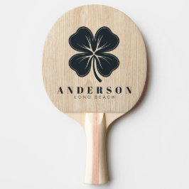 Raquete De Ping Pong White Pine Four Leaf Clover with Name