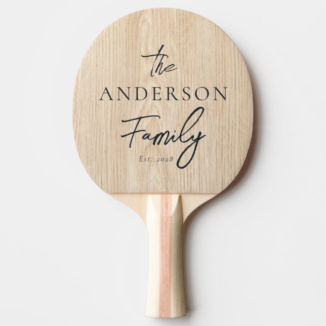 Raquete De Ping Pong White Pine Hand Written Family Name (Frente)