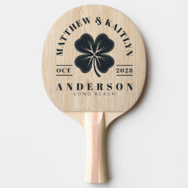 Raquete De Ping Pong White Pine Irish Lucky Clover Wedding Crest