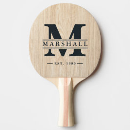 Raquete De Ping Pong White Pine Monogram & Name Overlay