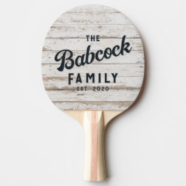 Raquete De Ping Pong White Wash Wooden Boards Retro Family Name & Year