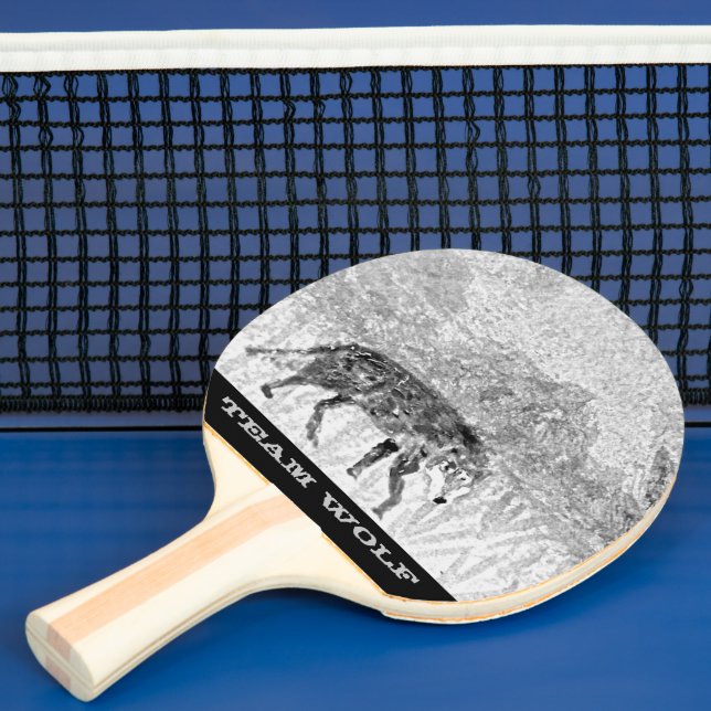 Raquete De Ping Pong Wildlife illustration Grey Wolf Personalized (Insitu)