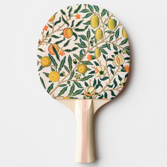 Raquete De Ping Pong William Morris Fruta Pomegranate White Ornament (Frente)