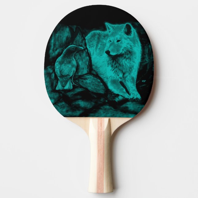 Raquete De Ping Pong Wolf e Raven na Noite (Frente)