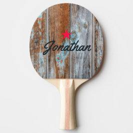 Raquete De Ping Pong Worn Blue Wash Wood Vintage Star Signature