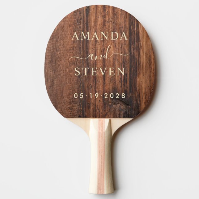 Raquete De Ping Pong Worn Cutting Board Couple Names with Wedding (Verso)