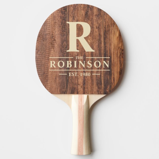 Raquete De Ping Pong Worn Cutting Board Family Name & Initial (Frente)