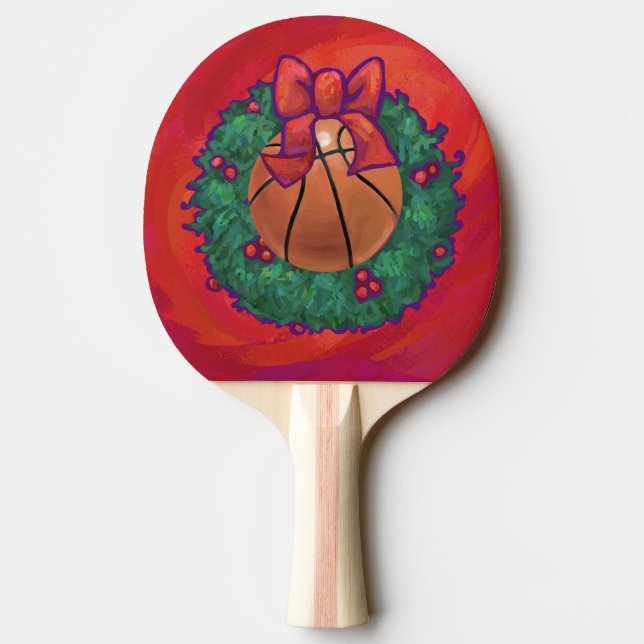 Raquete De Ping Pong Wreath de Natal Dentro de basquete (Verso)