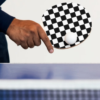 Raquete De Ping Pong Xadrez Branco e Preto