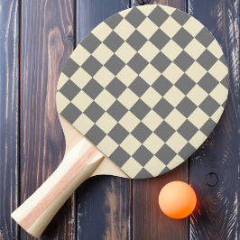 Raquete De Ping Pong Xadrez Cinza e Creme