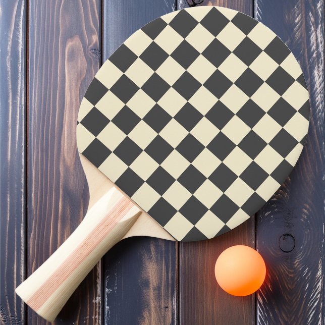 Raquete De Ping Pong Xadrez Cinza Escuro e Creme (Criador carregado)