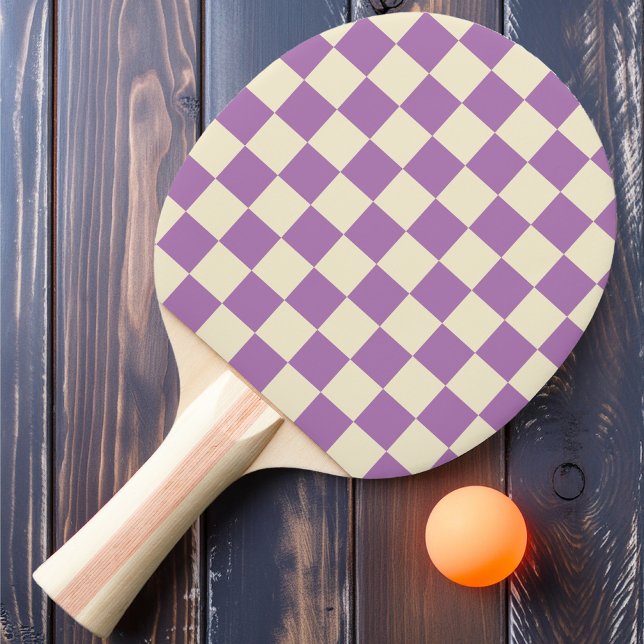 Raquete De Ping Pong Xadrez de Lavanda e Creme (Criador carregado)