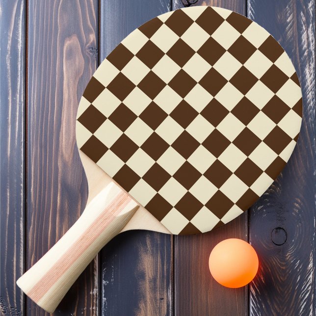 Raquete De Ping Pong Xadrez Marrom e Creme (Criador carregado)