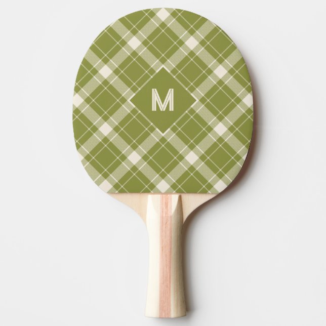 Raquete De Ping Pong Xadrez Monograma Personalizada / Padrão Tartan (Frente)