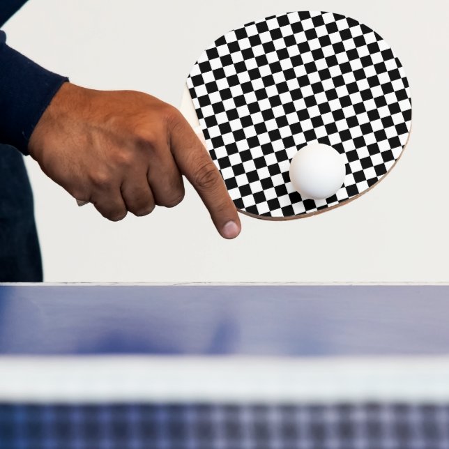 Raquete De Ping Pong Xadrez Preto e Branco Impressão Digital (Insitu)