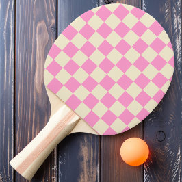 Raquete De Ping Pong Xadrez Rosa e Creme