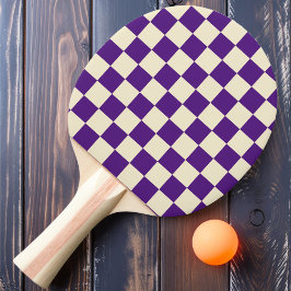 Raquete De Ping Pong Xadrez Roxo e Creme