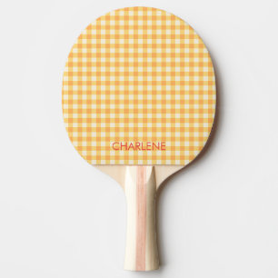 Raquete De Ping Pong Xadrez Sunny Yellow Ish Gingham