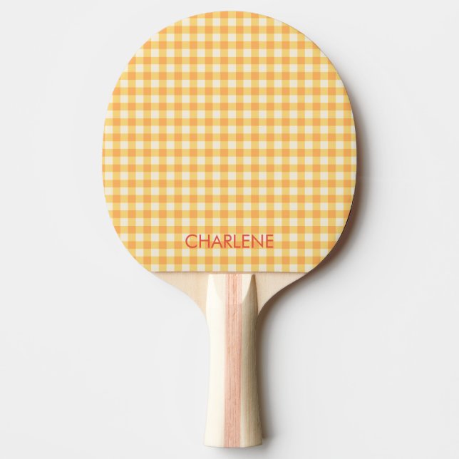 Raquete De Ping Pong Xadrez Sunny Yellow Ish Gingham (Frente)