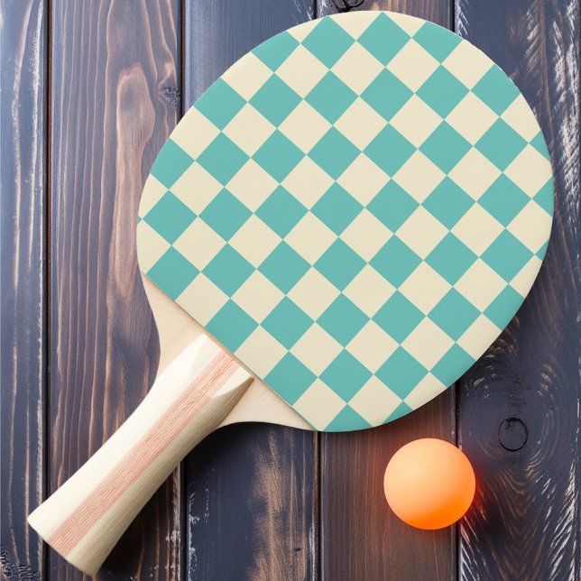 Raquete De Ping Pong Xadrez Turquesa e Creme (Criador carregado)