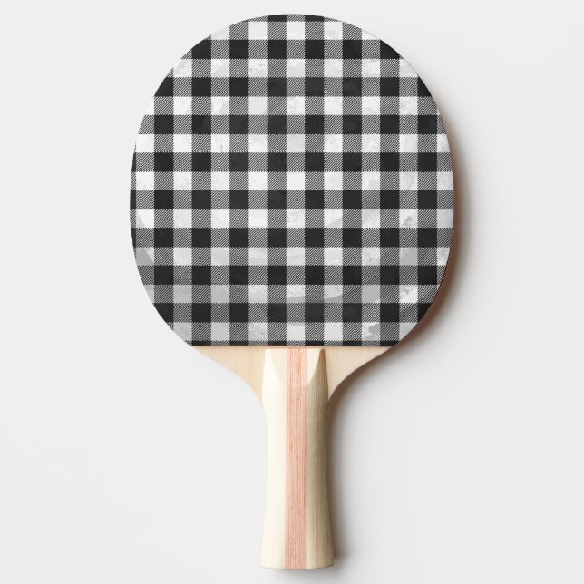 Raquete De Ping Pong Xadrez Verificada Preta E Branca (Frente)