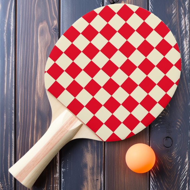 Raquete De Ping Pong Xadrez Vermelho e Creme (Criador carregado)
