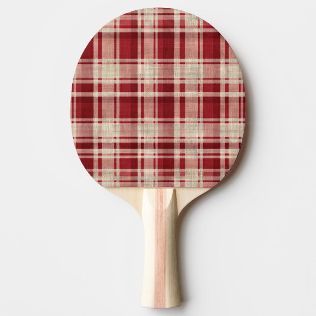 Raquete De Ping Pong Xadrezes de Creme Vermelho (Frente)